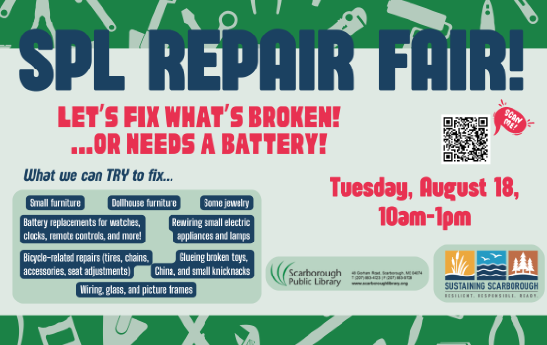 Repair Fair! Drop in with your broken stuff & we'll do our best to fix it!